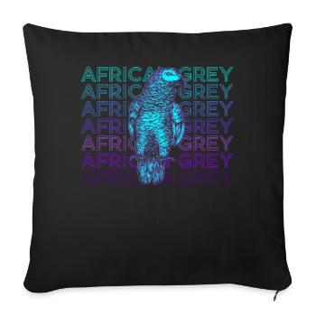 Cadeau rétro perroquet gris africain - Housse de coussin décorative 45 x 45 cm - noir - Devant
