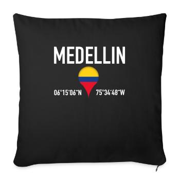 Medellin Latitude Location In Colombia - Sofa pillowcase 17,3'' x 17,3'' (45 x 45 cm) - black - Front