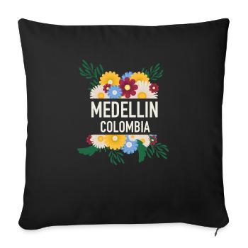Medellin Colombia Flowers Festival Fleurs colorées - Housse de coussin décorative 45 x 45 cm - noir - Devant