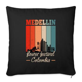 Festival des fleurs vintage nostalgique de Medellin - Housse de coussin décorative 45 x 45 cm - noir - Devant