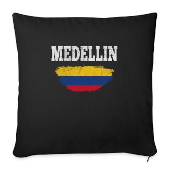 Medellin Colombie Drapeau Ville Colombienne - Housse de coussin décorative 45 x 45 cm - noir - Devant