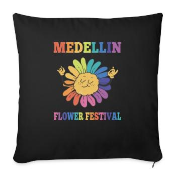Festival des fleurs de Medellin Tournesol coloré - Housse de coussin décorative 45 x 45 cm - noir - Devant