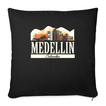 Medellin Colombie Skyline Paysage urbain Colombie - Housse de coussin décorative 45 x 45 cm - noir - Devant