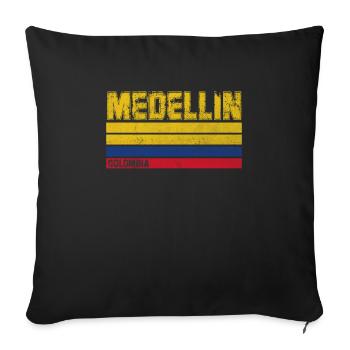 Medellin Vintage Colombie Flag Municipalité - Housse de coussin décorative 45 x 45 cm - noir - Devant