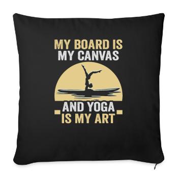Sup Stand Up Paddle Design Sup Board Paddeln - Housse de coussin décorative 45 x 45 cm - noir - Devant