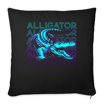 Alligator Krokodil Gator Retro Geschenk - Sofakissenbezug 45 x 45 cm - Schwarz - Vorne