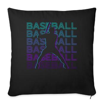Cadeau rétro de joueur de baseball - Housse de coussin décorative 45 x 45 cm - noir - Devant