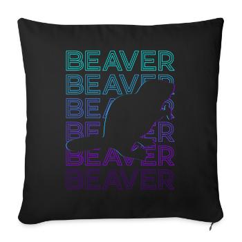 Biber Retro Geschenk - Sofakissenbezug 45 x 45 cm - Schwarz - Vorne