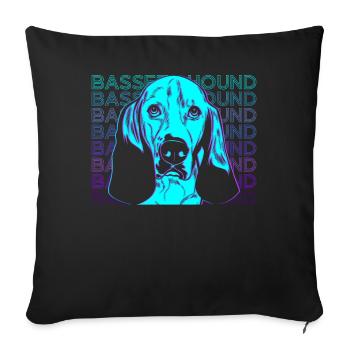 Bassett Hound Retro Gift - Sofa pillowcase 17,3'' x 17,3'' (45 x 45 cm) - black - Front