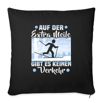 Skieurs de fond Extra mile biathlon skieurs de fond - Housse de coussin décorative 45 x 45 cm - noir - Devant