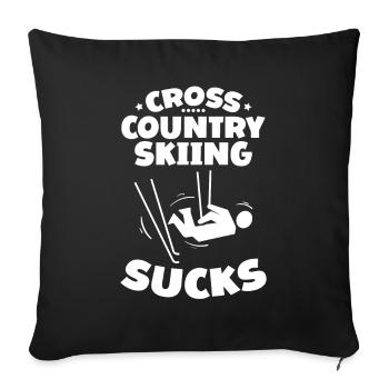 Skieurs de fond biathlon de fond - Housse de coussin décorative 45 x 45 cm - noir - Devant