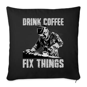 Drôle de soudeur Café Soudeur Cadeau - Housse de coussin décorative 45 x 45 cm - noir - Devant