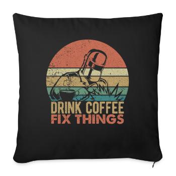 Drôle de soudeur café soudage rétro cadeau - Housse de coussin décorative 45 x 45 cm - noir - Devant