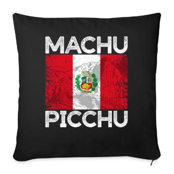 Machu Picchu Peru Peruvian Flag Inca Gift - Sofa pillowcase 17,3'' x 17,3'' (45 x 45 cm) - black - Front