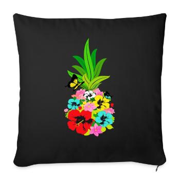 Pineapple Flowers Flower Fruit Fruits - Sofa pillowcase 17,3'' x 17,3'' (45 x 45 cm) - black - Front