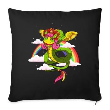 Quetzalcoatl Licorne Aztèque Serpent Maya Inca - Housse de coussin décorative 45 x 45 cm - noir - Devant