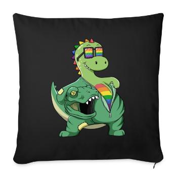 Funny Dinosaurs Gay Pride Flag Homos - Sofa pillowcase 17,3'' x 17,3'' (45 x 45 cm) - black - Front