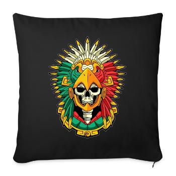 Aztèque Eagle Warrior Mayan Skull Inca - Housse de coussin décorative 45 x 45 cm - noir - Devant