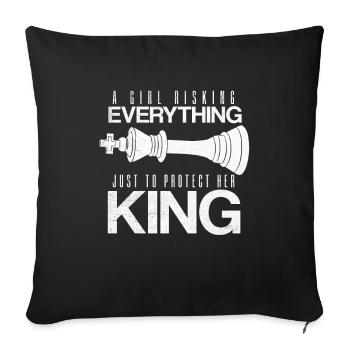 Lady risque tout pour les pièces d’échecs du roi - Housse de coussin décorative 45 x 45 cm - noir - Devant