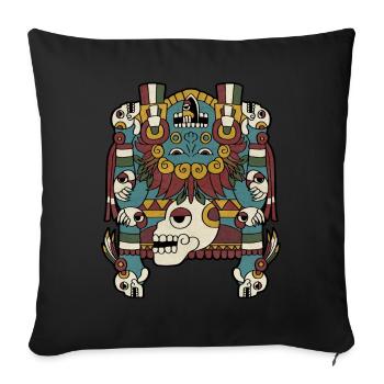 Tlaltecuhtli Déesse aztèque mésoaméricaine - Housse de coussin décorative 45 x 45 cm - noir - Devant