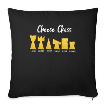 Cheese Chess Schach Figuren Käse Schachspieler - Sofakissenbezug 45 x 45 cm - Schwarz - Vorne