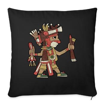 Ahuiateteo Dieu aztèque Maya Inca Toltèques - Housse de coussin décorative 45 x 45 cm - noir - Devant