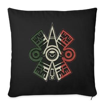 Ollin Xolotl Symbole aztèque Maya Inca Toltec - Housse de coussin décorative 45 x 45 cm - noir - Devant