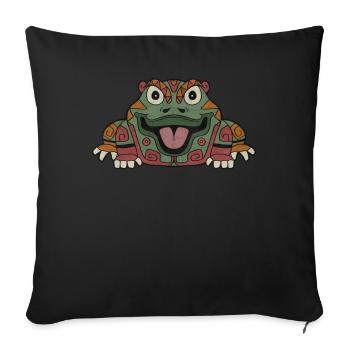 Grenouille aztèque Maya Inca Toltèques - Housse de coussin décorative 45 x 45 cm - noir - Devant