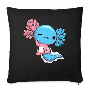 Transgender Pride Transgender Flag Kawaii Axolot - Sofa pillowcase 17,3'' x 17,3'' (45 x 45 cm) - black - Front