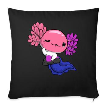 Genderfluid Pride Genderfluid Flag Kawaii Axolot - Sofa pillowcase 17,3'' x 17,3'' (45 x 45 cm) - black - Front