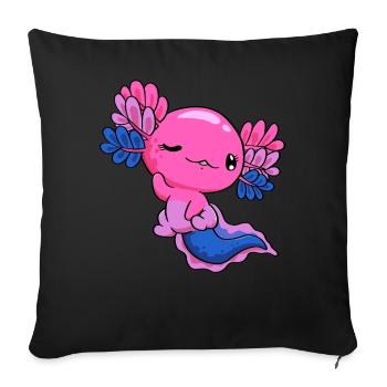 Bisexual Flag Bi Kawaii Axolotl Bunch LGBTQ - Sofa pillowcase 17,3'' x 17,3'' (45 x 45 cm) - black - Front