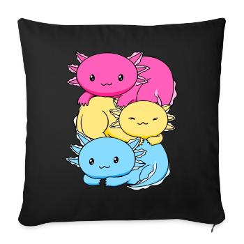 Pansexual Pride Pansexual Flag Kawaii Axolo - Sofa pillowcase 17,3'' x 17,3'' (45 x 45 cm) - black - Front