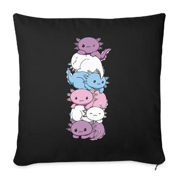 Drapeau intersexe Axolotl Bunch Kawaii - Housse de coussin décorative 45 x 45 cm - noir - Devant