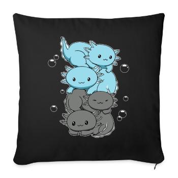 Drapeau autosexuel Axolotl Heap Kawaii - Housse de coussin décorative 45 x 45 cm - noir - Devant