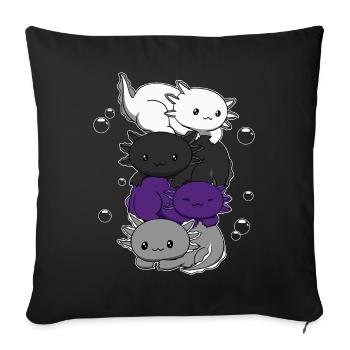 Drapeau bisexuel Axolotl Bunch Kawaii - Housse de coussin décorative 45 x 45 cm - noir - Devant
