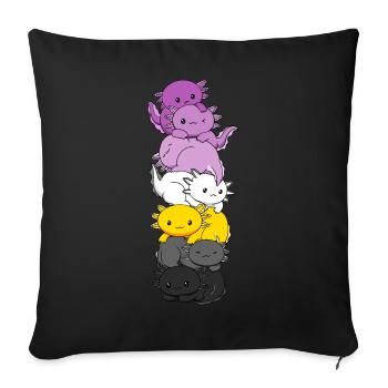 Drapeau monosexuel Axolotl Bunch Kawaii - Housse de coussin décorative 45 x 45 cm - noir - Devant
