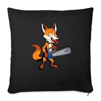 Monster Tiere - Kettensäge Fuchs - Sofakissenbezug 45 x 45 cm - Schwarz - Vorne
