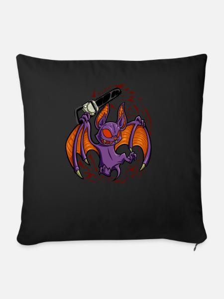 Monster Tiere - Kettensäge Fledermaus - Sofakissenbezug 45 x 45 cm - Schwarz
