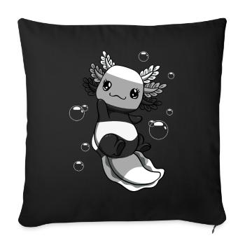 Drapeau allosexuel axolotl Bunch Kawaii - Housse de coussin décorative 45 x 45 cm - noir - Devant