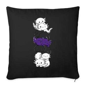 Drapeau bisexuel Axolotl Bunch Kawaii - Housse de coussin décorative 45 x 45 cm - noir - Devant