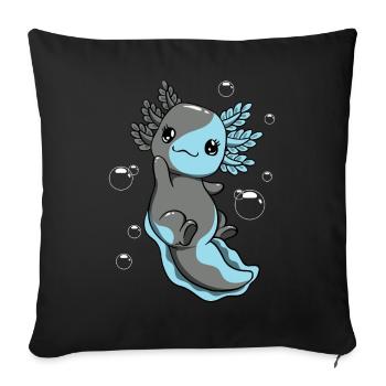 Drapeau autosexuel Axolotl Heap Kawaii - Housse de coussin décorative 45 x 45 cm - noir - Devant