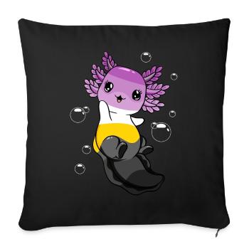 Drapeau monosexuel Axolotl Bunch Kawaii - Housse de coussin décorative 45 x 45 cm - noir - Devant