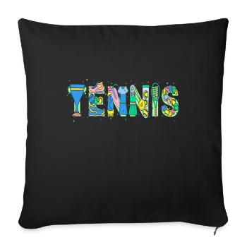 Tennis Racket Tennis Player - Sofa pillowcase 17,3'' x 17,3'' (45 x 45 cm) - black - Front