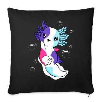 Multi-sex flag axolotl pile kawaii - Sofa pillowcase 17,3'' x 17,3'' (45 x 45 cm) - black - Front