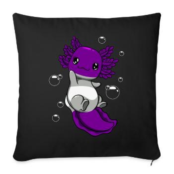 Drapeau gris sexé axolotl pile kawaii - Housse de coussin décorative 45 x 45 cm - noir - Devant