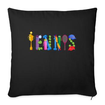 Tennis Racket Tennis Player - Sofa pillowcase 17,3'' x 17,3'' (45 x 45 cm) - black - Front