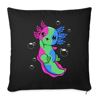Drapeau polysexuel Axolotl Bunch Kawaii - Housse de coussin décorative 45 x 45 cm - noir - Devant