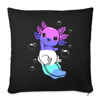Drapeau spectrosexuel Axolotl Pile Kawaii - Housse de coussin décorative 45 x 45 cm - noir - Devant