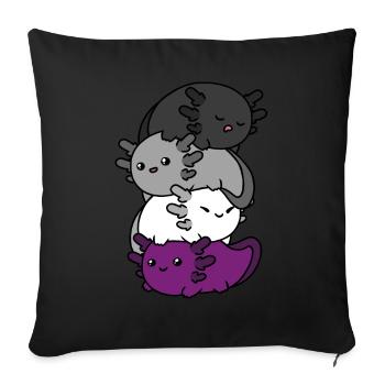 Kawaii Axolotl Bunch Asexual Pride Asexual Fl - Housse de coussin décorative 45 x 45 cm - noir - Devant