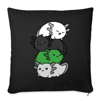 Kawaii Axolotl Heap Demiromantic Pride Flagg - Housse de coussin décorative 45 x 45 cm - noir - Devant